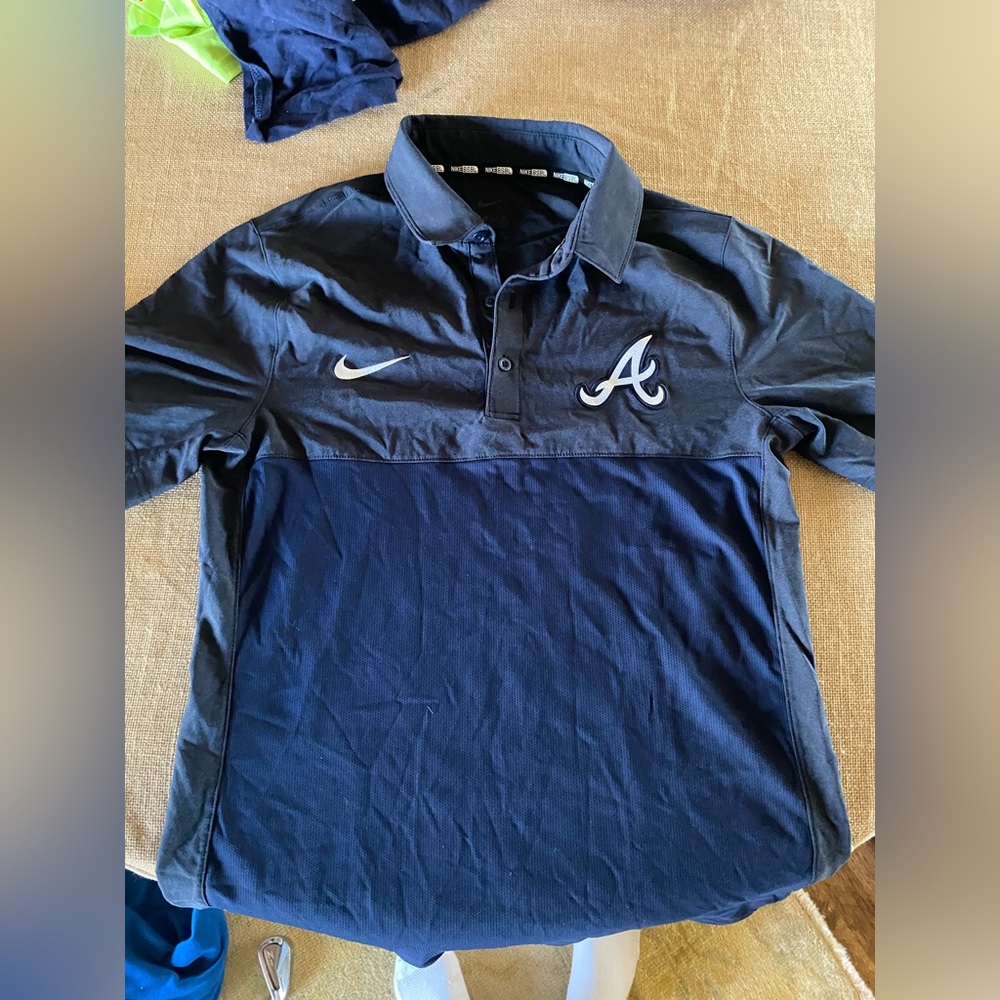 Nike Braves Golf/Collared Shirt Navy Blue Men’s Small